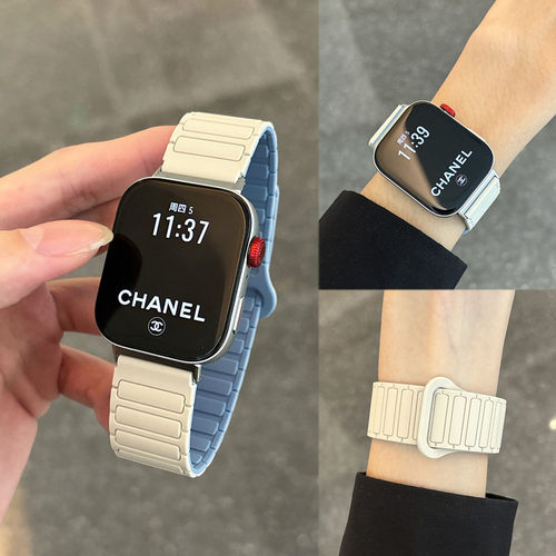 新款拼色液态硅胶磁吸表带适用华为FIT4/fit3小米9ro红米watch5/4