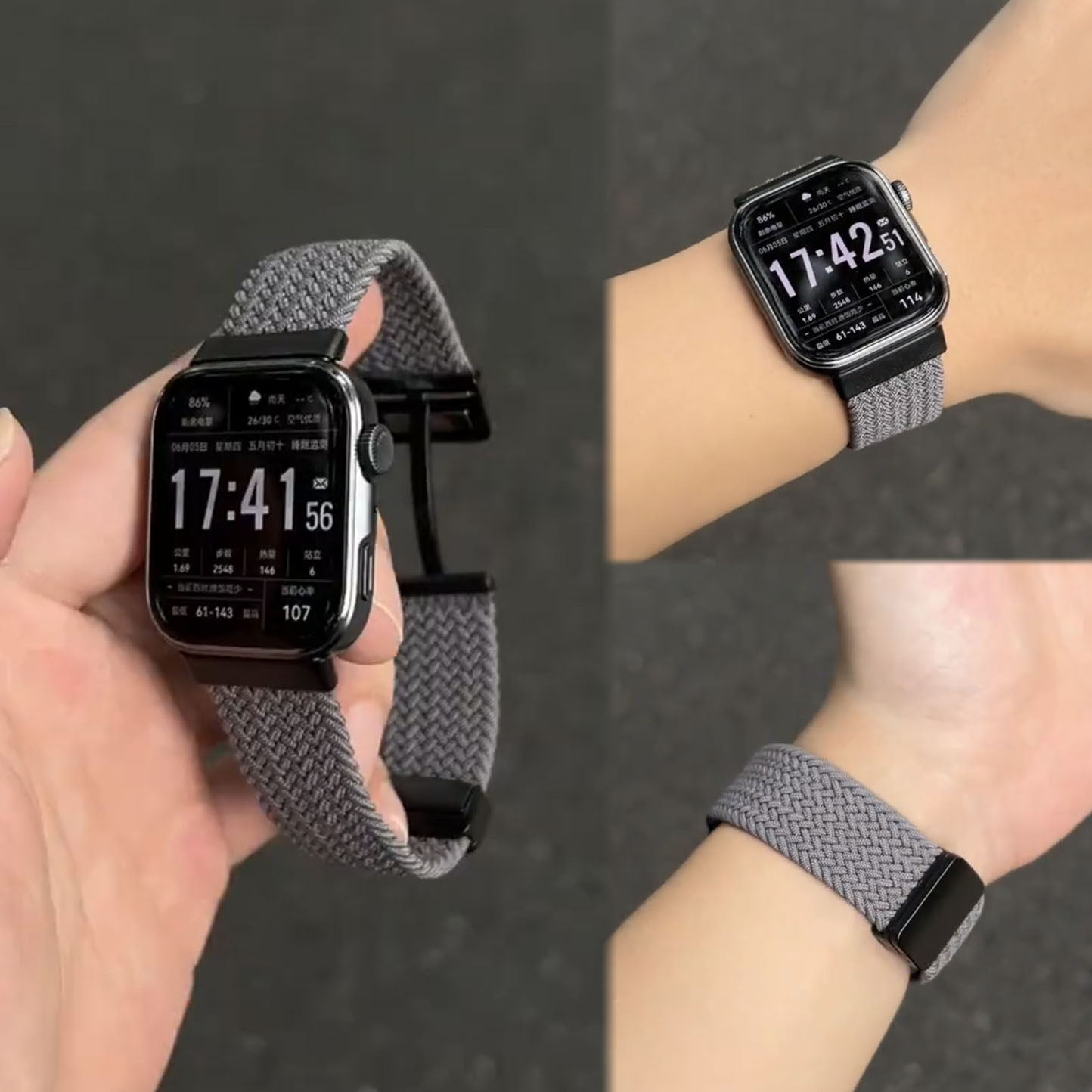 适用华为FIT5新款Fit3一体尼龙编织折叠磁吸表带watchFit4Pro高级