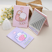 镜子折叠小号日式 学生方形梳妆单面小镜 随身化妆插画高清镜便携式