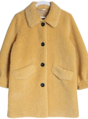 朵以正品冬装时尚甜美气质黄色皮毛大衣绒外套厚韩版34DD743096