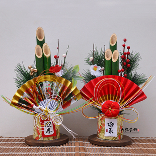 日本料理寿司店门松装饰品日式新年摆设和风稻草摆件日式摆件用品