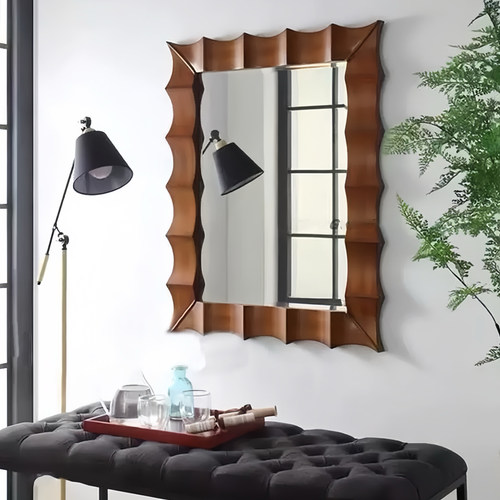 法式不规则卫生间壁挂化妆镜中古家用客厅装饰镜子美式复古浴室镜