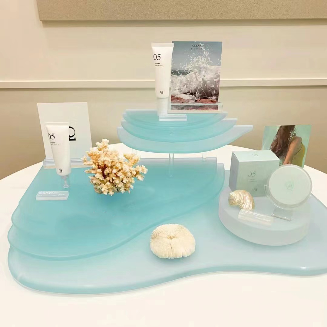 亚克力展示架化妆品展台桌面样品陈列架护肤品摆台定制直播间展架