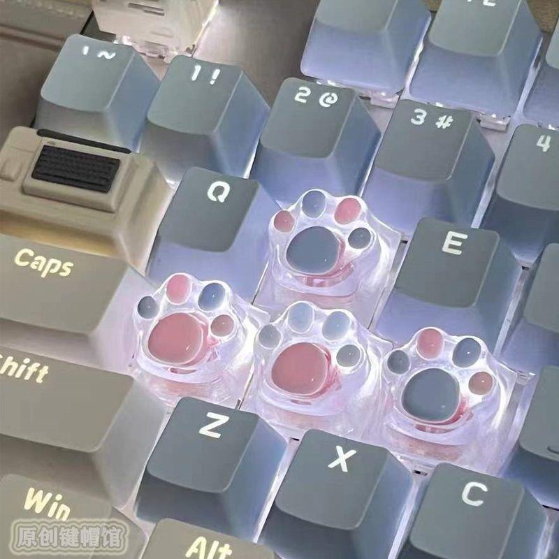 机械键盘树脂蓝色透明蓝色