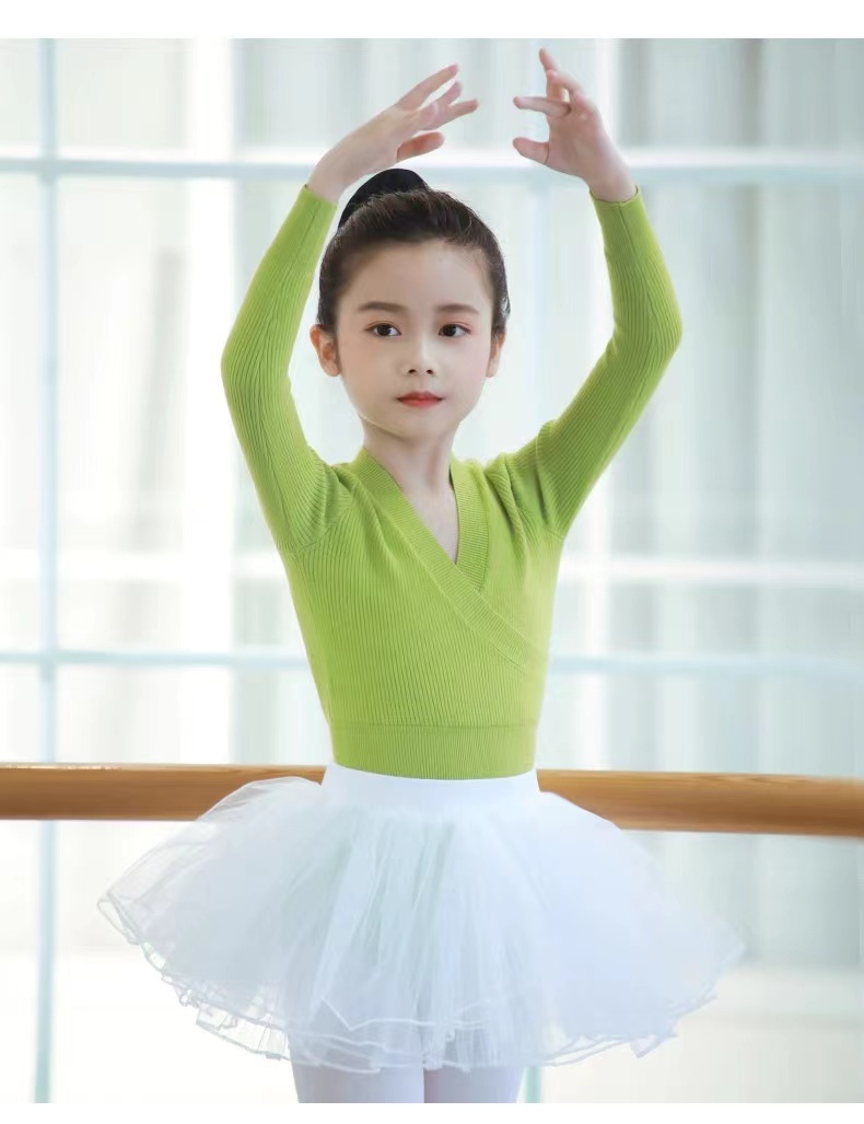 女童欧美练功服免交叉长袖秋冬季