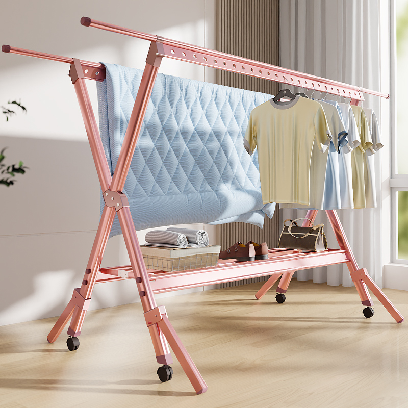 创硕落地铝合金晾衣架可折叠