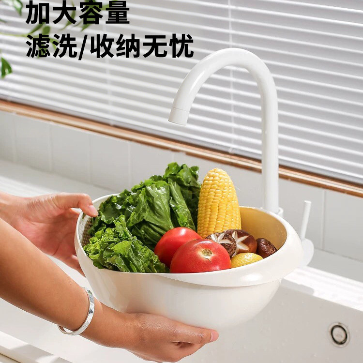 淘米器淘米蓝多功能厨房家用洗菜盆沥水篮淘米盆淘米筛