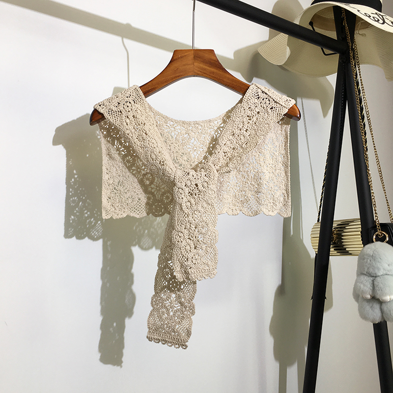 小披肩夏装钩花镂空防晒打结罩衫