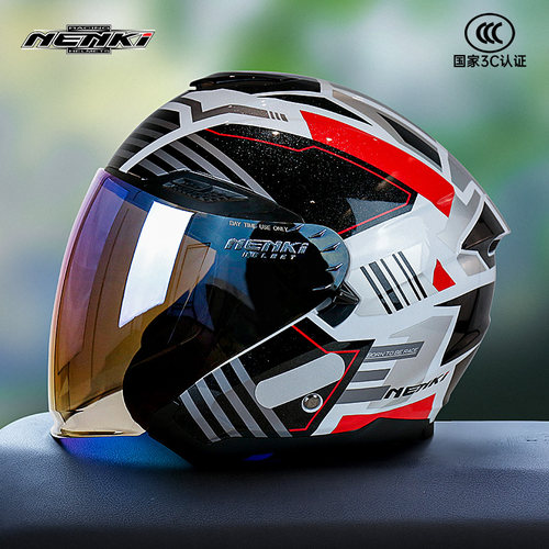 NENKI头盔电动车女摩托车男机车复古巡航夏季防晒四分之三盔半盔