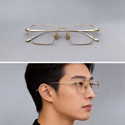 极简设计金银丝纯钛眼镜框超轻文艺近视镜平光装饰眼镜可配高度数