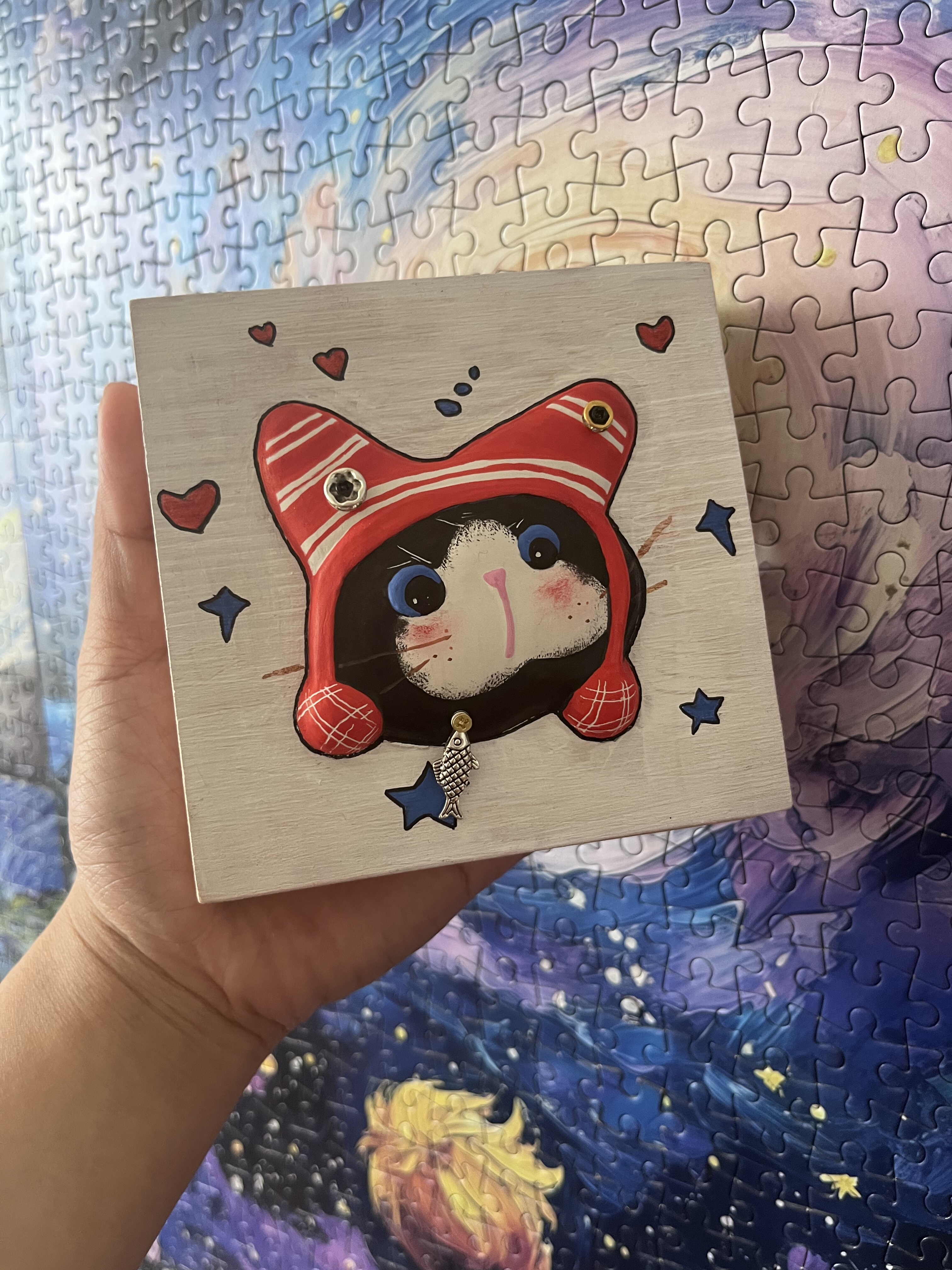 纯手工立体浮雕手绘实木开关贴墙面遮挡挂画插座装饰贴
