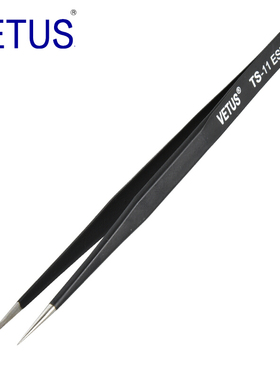 VETUS防静电高精密镊子TS-11ESD（140mm）不锈钢防磁防酸钟表电子