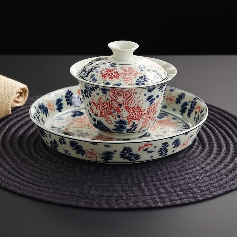 年年有鱼盖碗盖子满堂荷趣单盖子