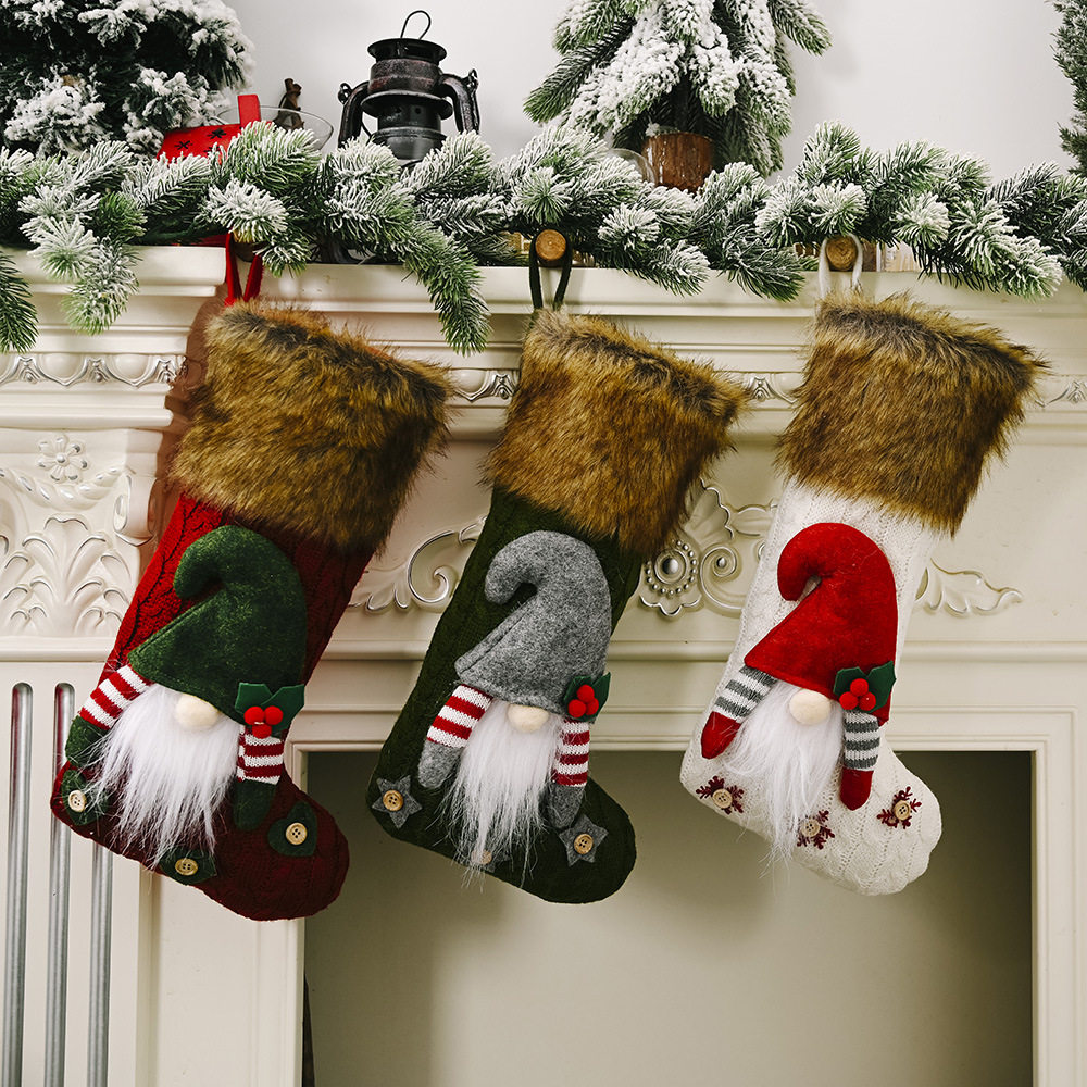 christmas stocking decoration creative faceless doll hairy