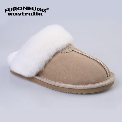 2024新品秋冬家居室内女士毛毛棉拖鞋羊皮毛一体包头拖FURONEUGG