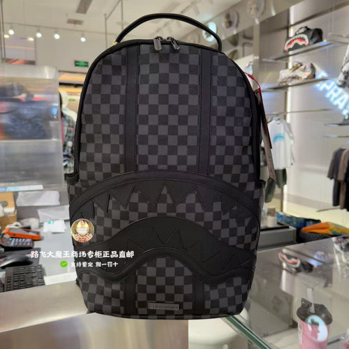 SprayGround鲨鱼嘴专柜正品25新款W1145708男女简约棋盘格双肩包