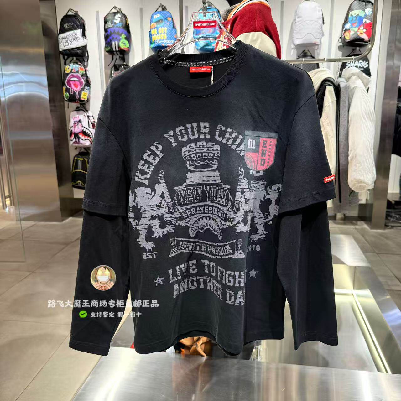 SprayGround鲨鱼嘴专柜正品26新款W1210311男女潮牌高街风长袖T恤