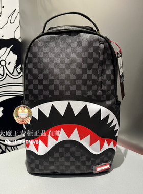 SprayGround专柜正品 W1035708潮流格子鲨鱼爆款女秋冬新款书包男