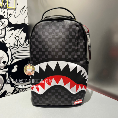SprayGround专柜正品 W1035708潮流格子鲨鱼爆款女秋冬新款书包男