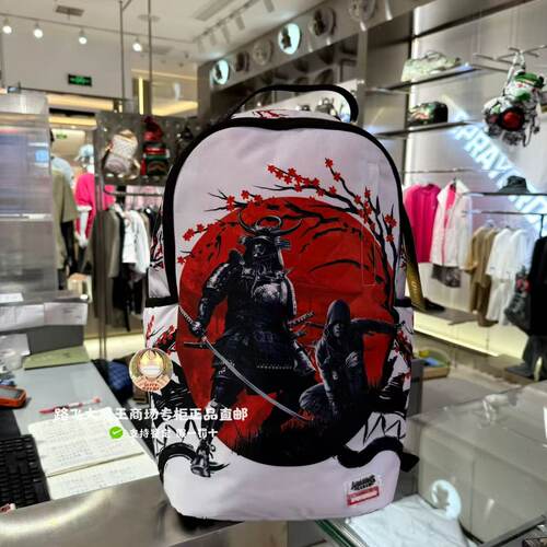 SprayGround鲨鱼嘴专柜正品25新款W1135825男女黑武士涂鸦背包潮