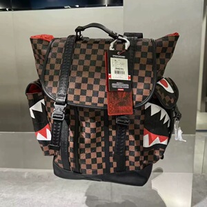 SprayGround专柜正品 W1215702迷彩格子大容量潮牌双肩背包盖包