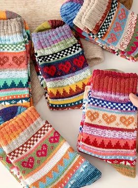 5 Pairs Women Socks Autumn Winter Thickened Warm Soft Comfor