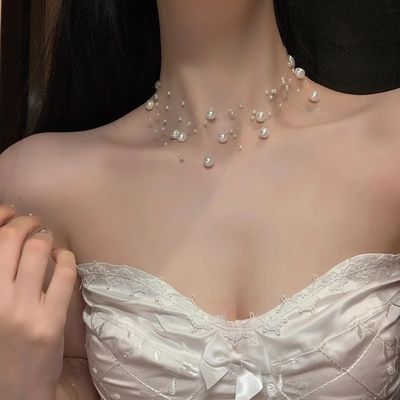 Elegant White Pearl Necklace Women's Clavicle Chain Chain Mu