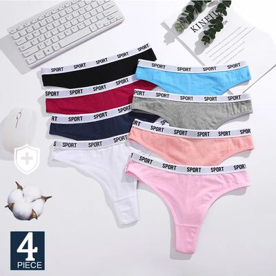 4PCS/Set Women Sexy Cotton Thongs For Women Sport Brand Stri