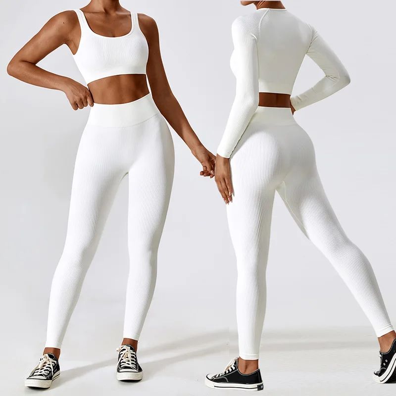 White Seamless Yoga Set Fitness Suit Women Gym Sets Workout