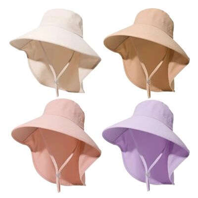 Women's Sun Hat Large Brim Face Veil UPF 50+ UV Protection F