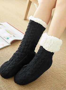 Fuzzy Slippers Socks Women Winter Plush Anti non slip Grip S