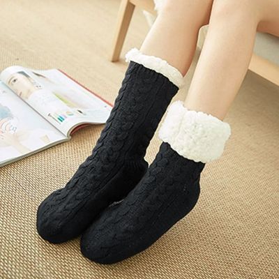Fuzzy Slippers Socks Women Winter Plush Anti non slip Grip S