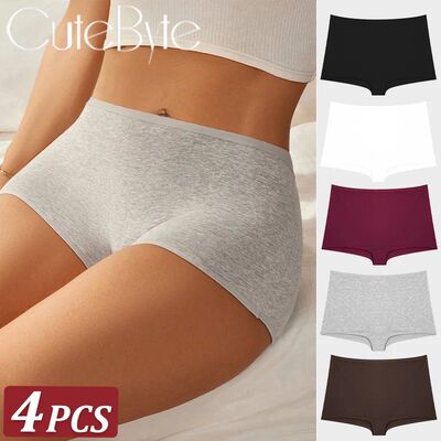 4PCS Women's Panties Cotton Seamless Sports Boxers Underwear