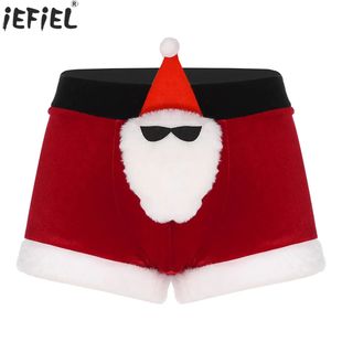 Mens Christmas Red Color Underwear Panties Role Play Costume