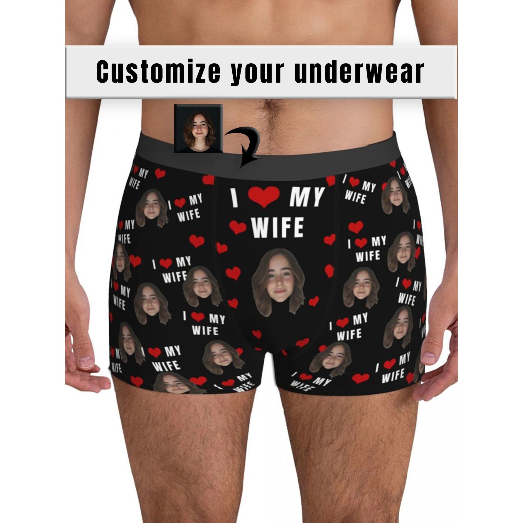 Personalized Face Photo Underwear Boxer Briefs Men Valentine
