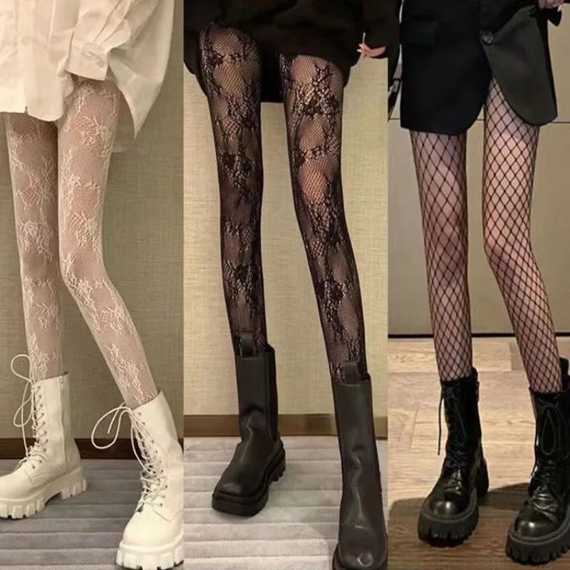 Gothic Fishnet Stockings Black Tights Women Sexy Nylon Sheer