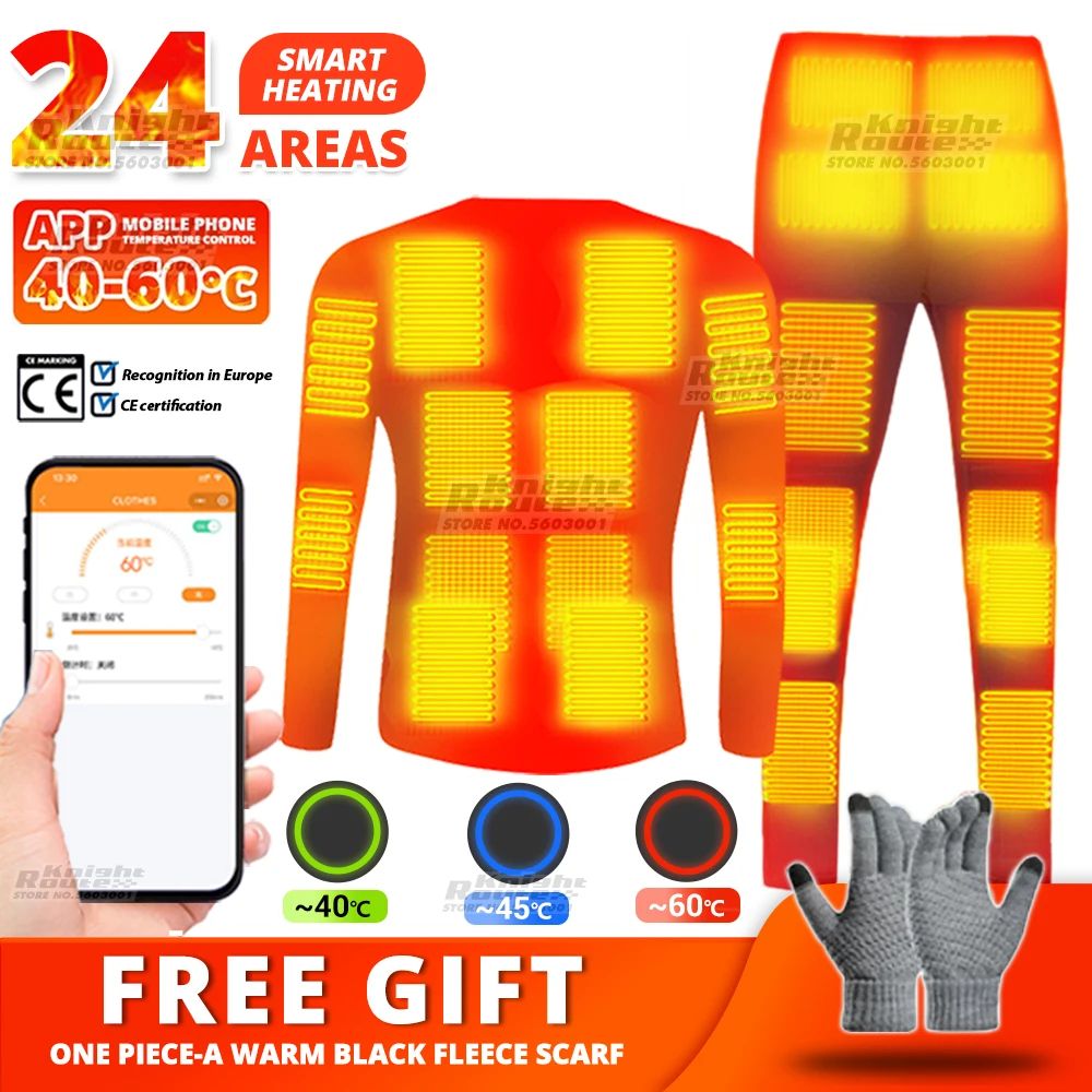 24 Areas Winter Self Heating Jacket Men Heated Underwear The