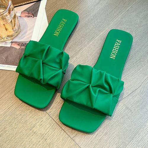 Summer Slippers For Women Flip Flops Flats New Pleated Slipp