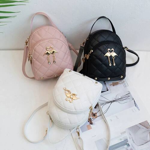 Mini Backpack for Women Cute Swan Hanging Embroidery Small B