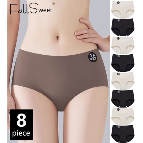 FallSweet 8PCS Seamless Mulberry Silk Panties for Women Ultr