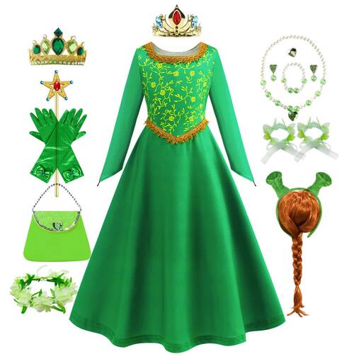 Fiona Dress Halloween Shrek Cosplay Fantasy Dress Up Green P