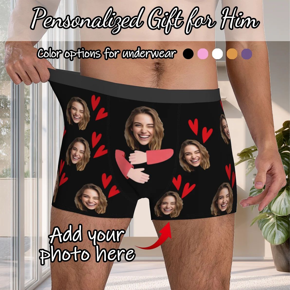 Personalized Face Photo Underwear Boxer Briefs Men Valentine