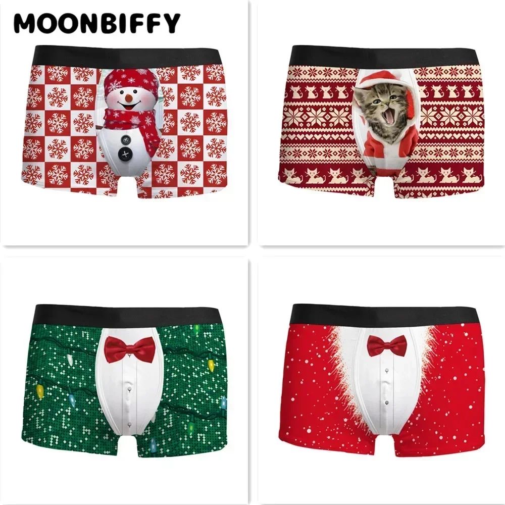 Hot Sale Christmas 3D Printed Men's Underwear Breathable Com
