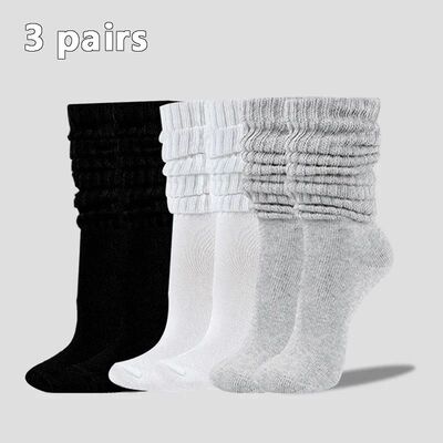3 Pairs Pleated Mid Length Socks Women'sLolita Bubble Socks