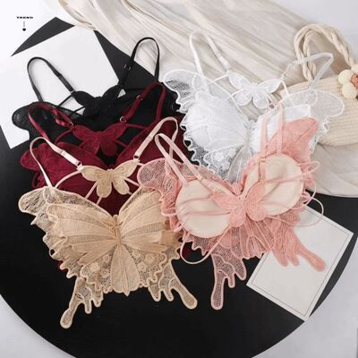 Sweet Backless Butterfly Bras Slim Fit Padded Lace Camisole