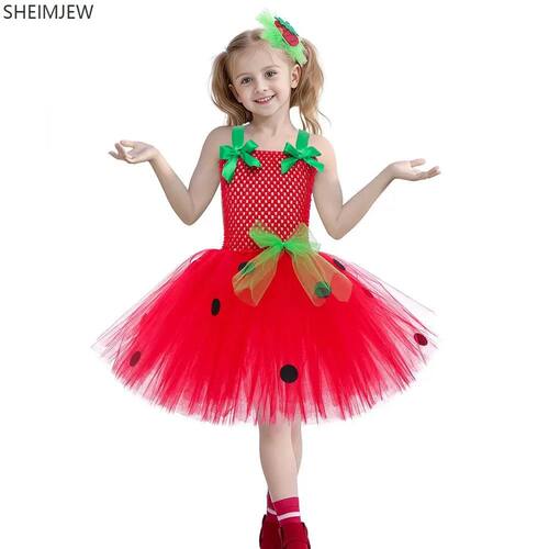 Cute Baby Ballet Tutu Strawberry Lace Princess Dress Childre