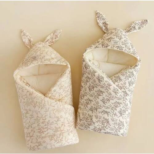 High Quality Cotton Newborn Swaddle Blanket with Cute Bunny