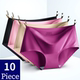 Size Set 10PCS Seamless Women Solid Plus Panties Underwear