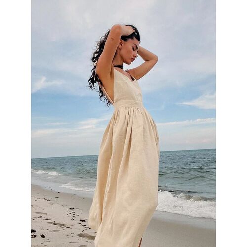 Bornladies Spring Summer Beach Style Women Dress Vintage Loo