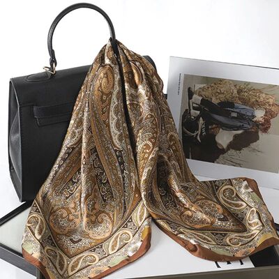 Design Shawl Neckerchief  Square Silk Scarf for Women  Flowe